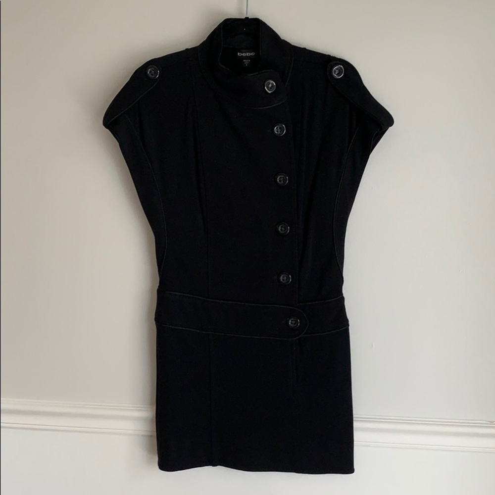 Bebe- Military Jersey Mini Dress with Satin Detail